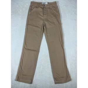 SONG Carpenter Pants Womens 3/26 Tan Brown High Rise Straight Leg Workwear